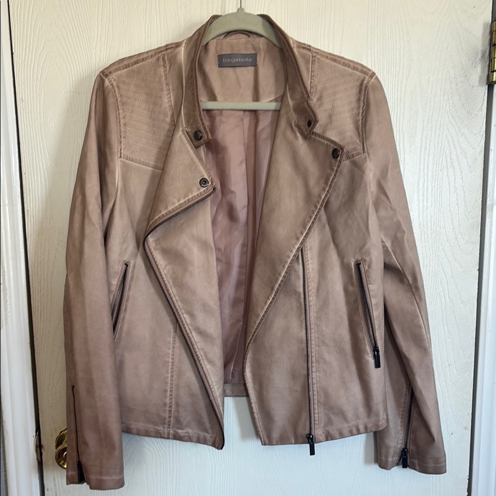 bagatelle Dusty Rose Faux Leather Moto Jacket